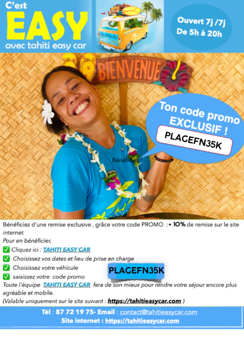 Profitez de nos partenariats avec Avis Tahiti & Tahiti Easy Car !